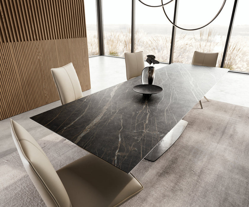 Extendable Dining Table Aurora 200-300cm Ceramic Noir Desir Brown Central Frame Steel