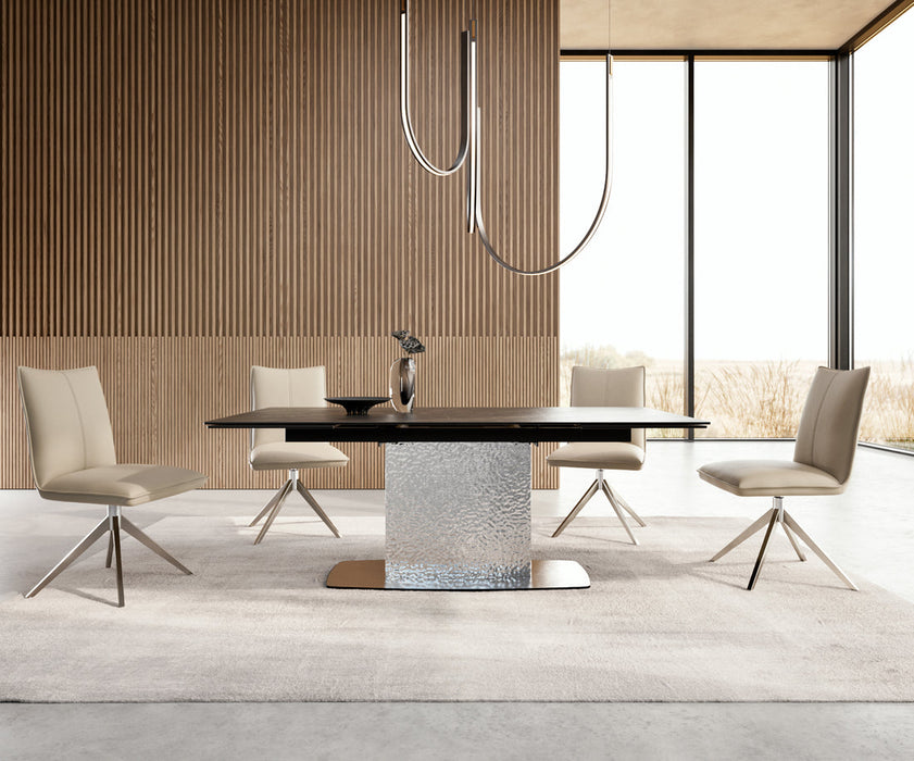 Extendable Dining Table Aurora 200-300cm Ceramic Noir Desir Brown Central Frame Steel