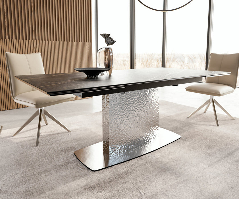 Extendable Dining Table Aurora 200-300cm Ceramic Noir Desir Brown Central Frame Steel