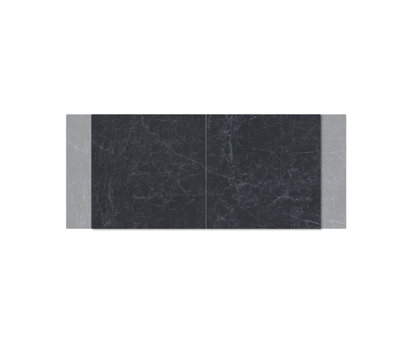 Extendable Dining Table Aurora 180-220x90cm Ceramic Nero Greco Anthracite Central Frame Silver
