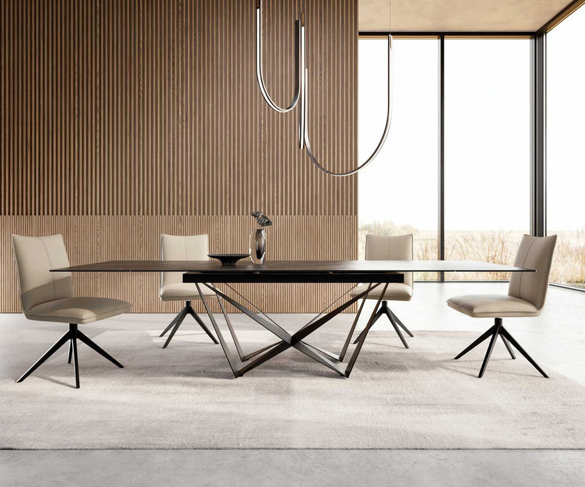 Extendable Dining Table Aurora 200-300x100cm Ceramic Noir Desir Brown Spider Frame Black