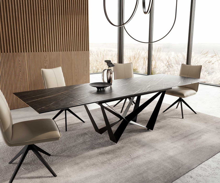 Extendable Dining Table Aurora 200-300x100cm Ceramic Noir Desir Brown Spider Frame Black