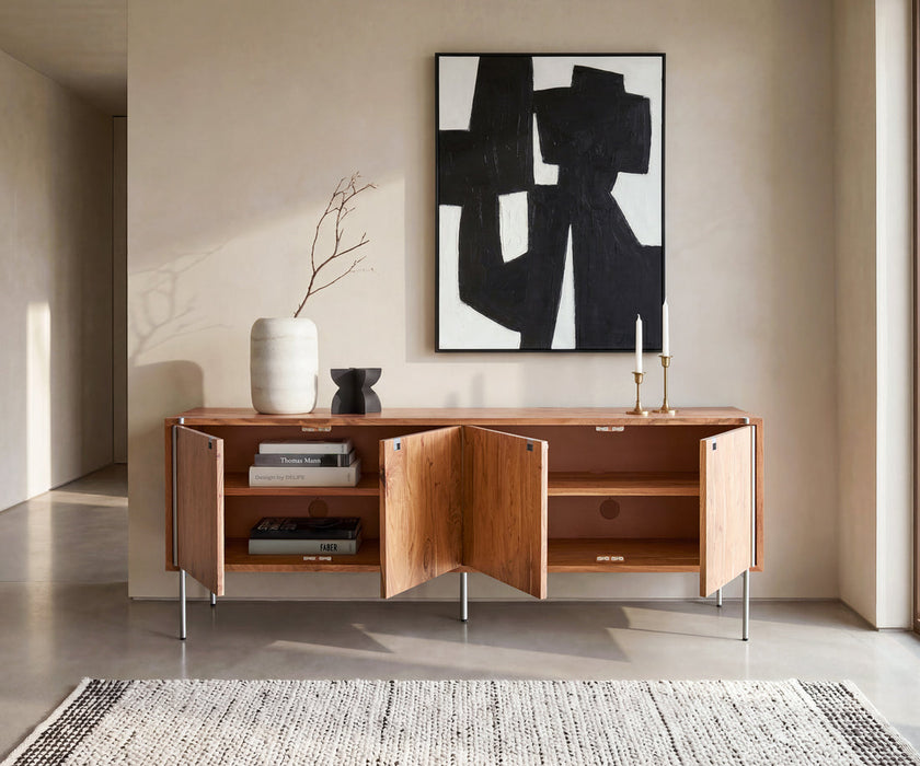 Sideboard Rivoro 210cm Acacia Wood Natural 4 Doors