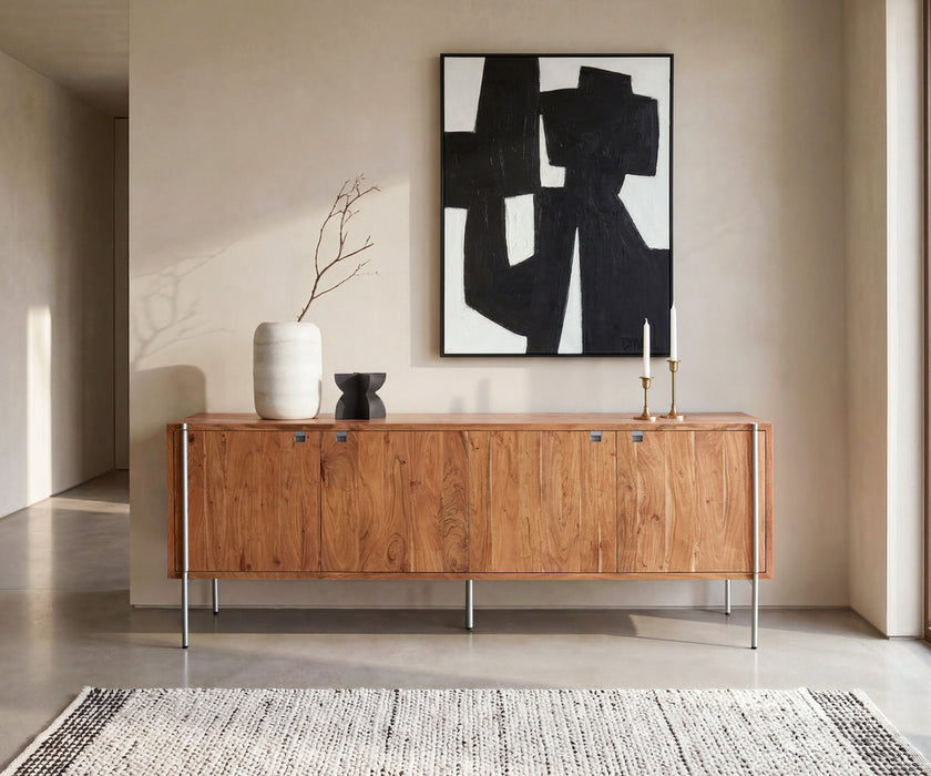 Sideboard Rivoro 210cm Acacia Wood Natural 4 Doors