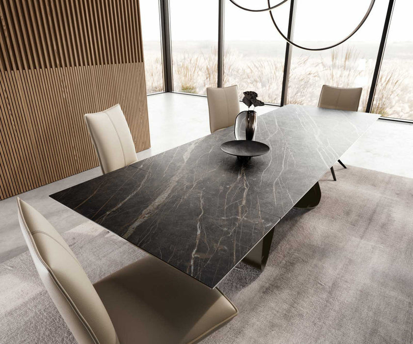 Extendable Dining Table Aurora 200-300x100cm Ceramic Noir Desir Brown W-Frame Titanium