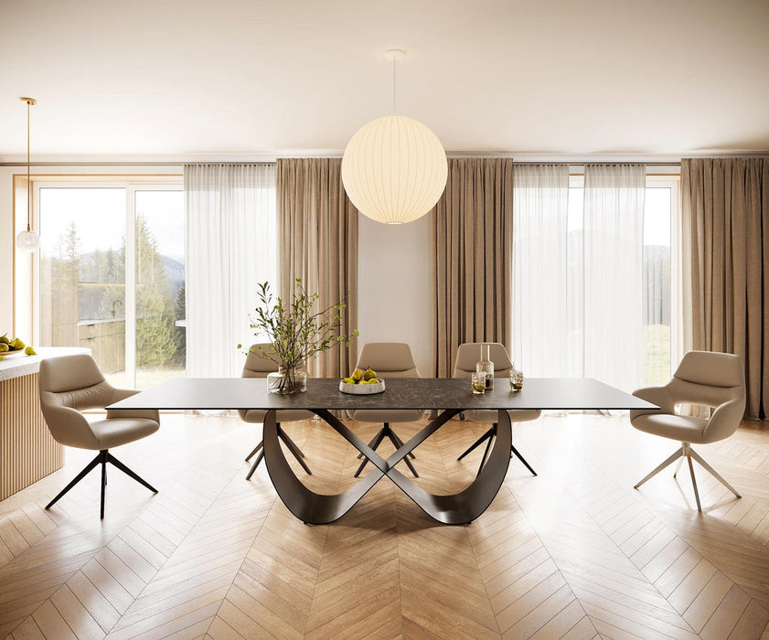 Dining Table Aurora 300x100cm Ceramic Nero Greco Anthracite Infinity Frame Black