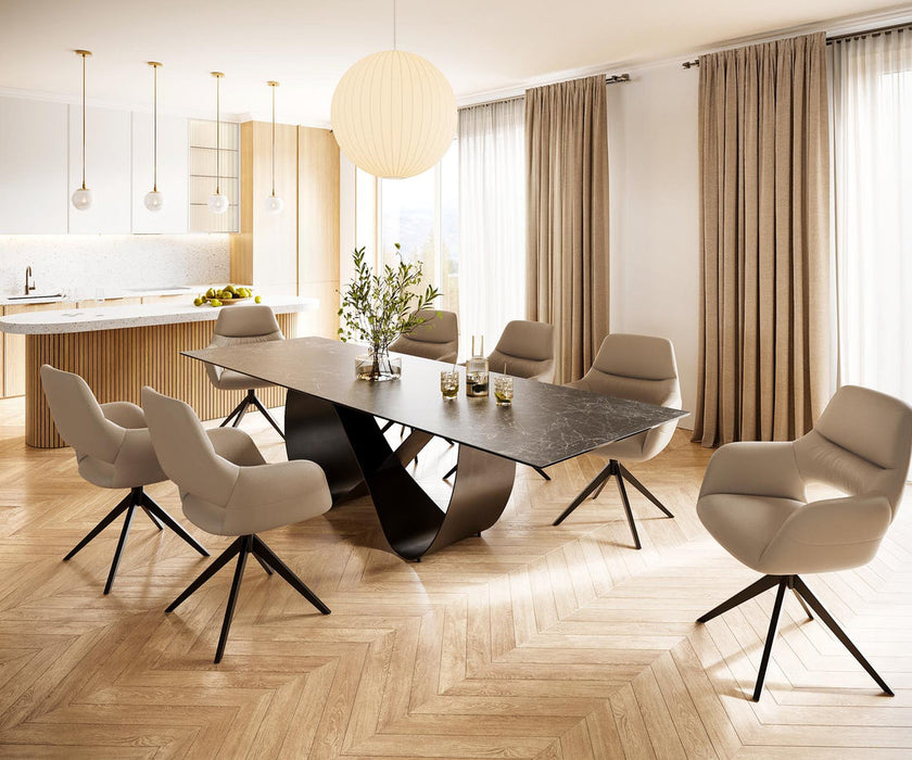 Dining Table Aurora 300x100cm Ceramic Nero Greco Anthracite Infinity Frame Black