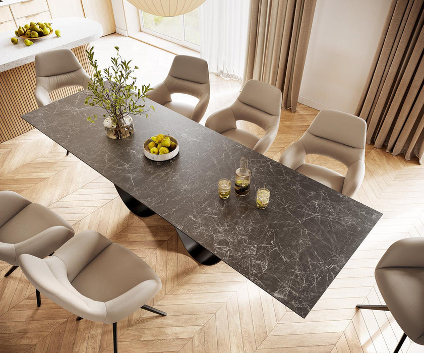 Dining Table Aurora 300x100cm Ceramic Nero Greco Anthracite Infinity Frame Black