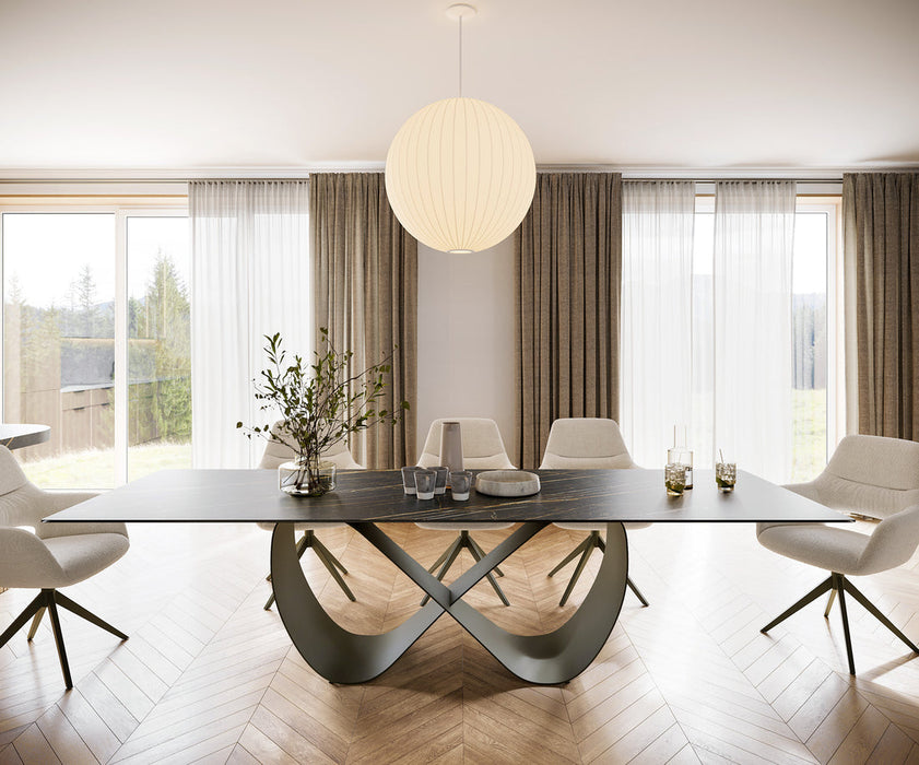 Dining Table Aurora 300x100cm Ceramic Noir Desir Brown Infinity Frame Titanium