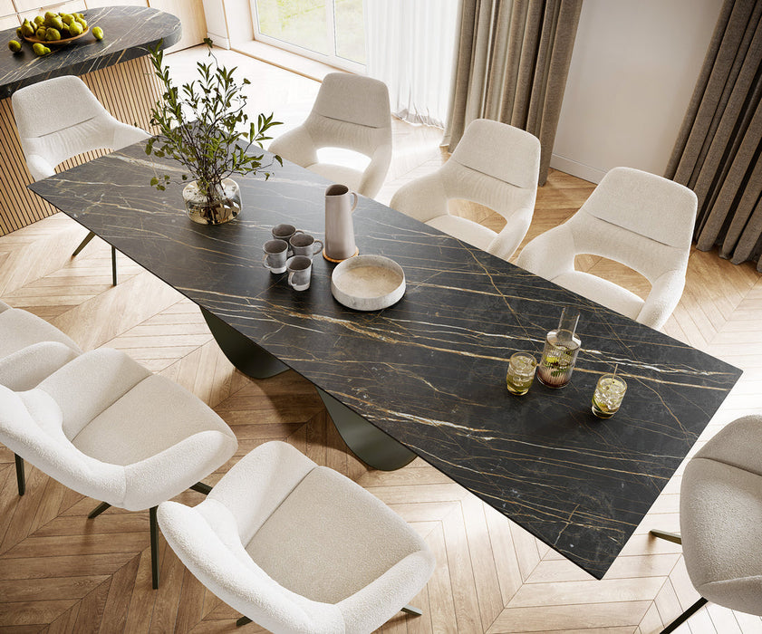 Dining Table Aurora 300x100cm Ceramic Noir Desir Brown Infinity Frame Titanium