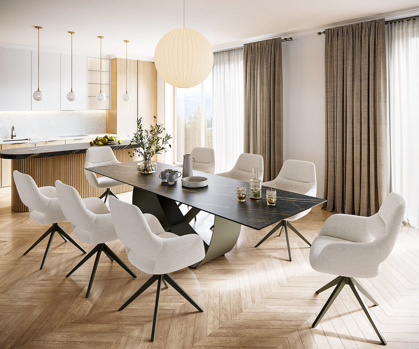 Dining Table Aurora 300x100cm Ceramic Noir Desir Brown Infinity Frame Titanium