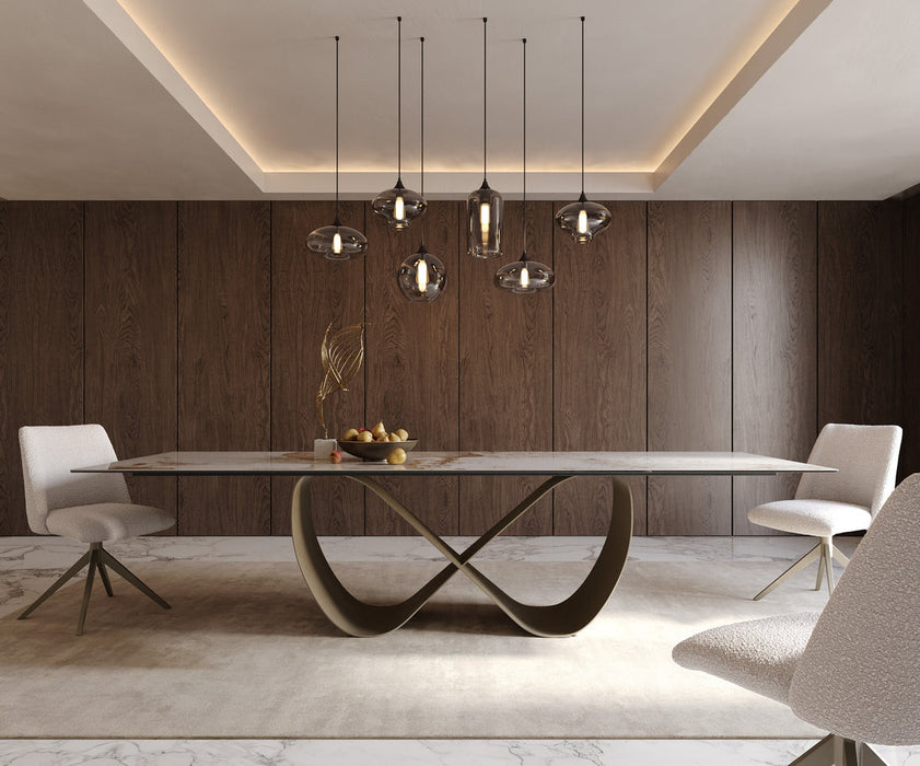 Dining Table Aurora 300x100cm Ceramic Minas Melange Beige Infinity Frame Titanium