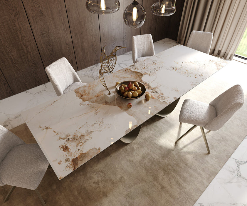 Dining Table Aurora 300x100cm Ceramic Minas Melange Beige Infinity Frame Titanium