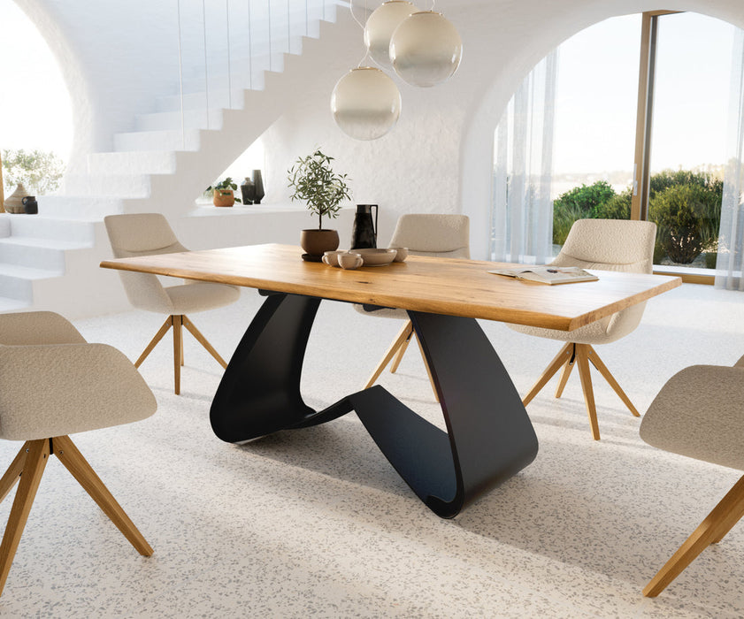 Dining Table Olympus Live-Edge 200x100cm Oak Wood Natural W-Frame Black