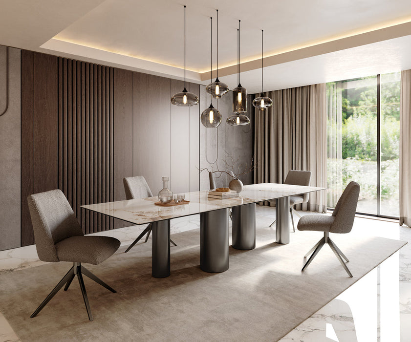 Dining Table Aurora 300x100cm Ceramic Minas Melange Beige Four Pillars Frame Graphite