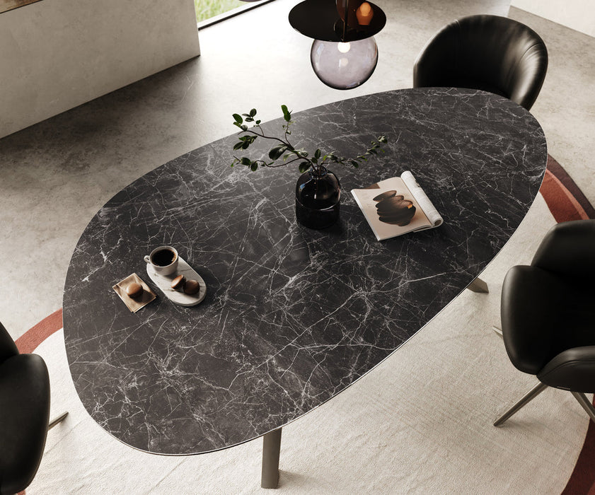 Dining Table Aurora Oval 220cm Ceramic Nero Greco Anthracite Zenthara Frame Titanium