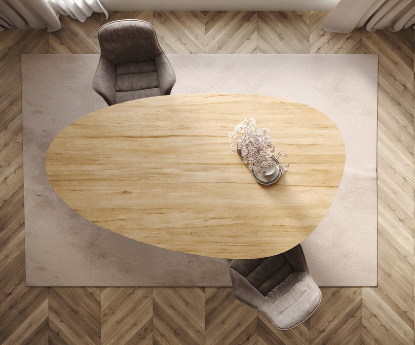 Dining Table Aurora Oval 220x120cm Ceramic Sabbia Oak-Look Four Pillars Frame Graphite
