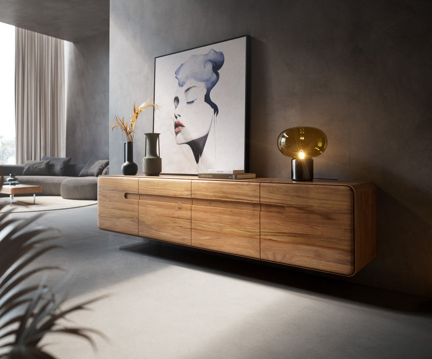 Floating TV Stand Anaya 200cm Acacia Wood Natural 4 Doors