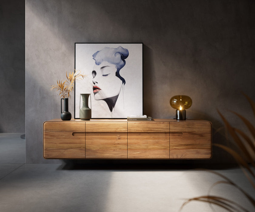 Floating TV Stand Anaya 200cm Acacia Wood Natural 4 Doors