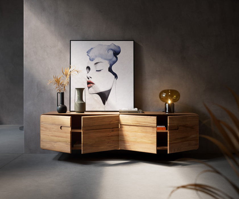 Floating TV Stand Anaya 200cm Acacia Wood Natural 4 Doors