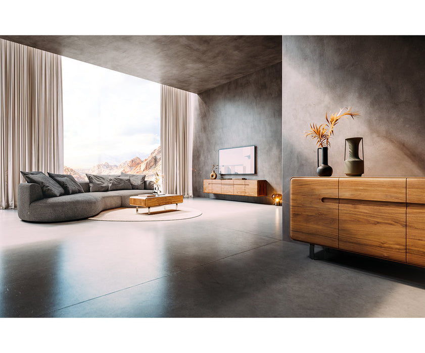 Coffee Table Anaya 100x50cm Acacia Wood Natural 2 Drawers L-Feet Silver