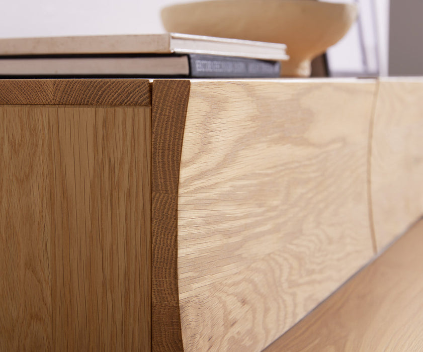 TV Stand Wyatt 220cm Oak Wood Natural V-Feet Black