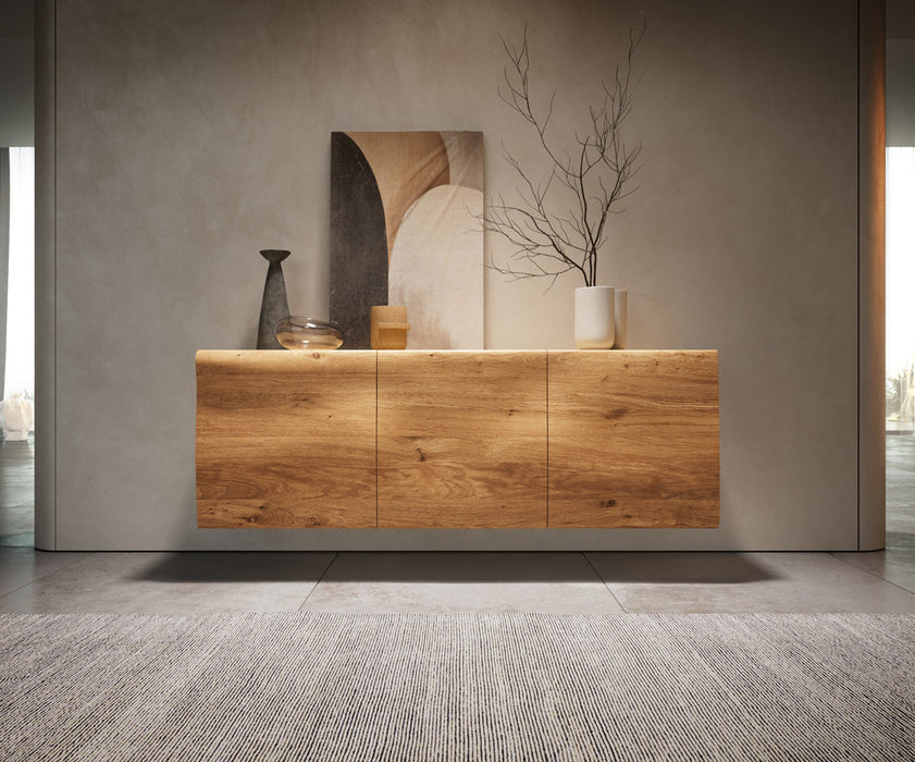 Floating Sideboard New Live-Edge 145cm 3 Doors Oak Wood Natural