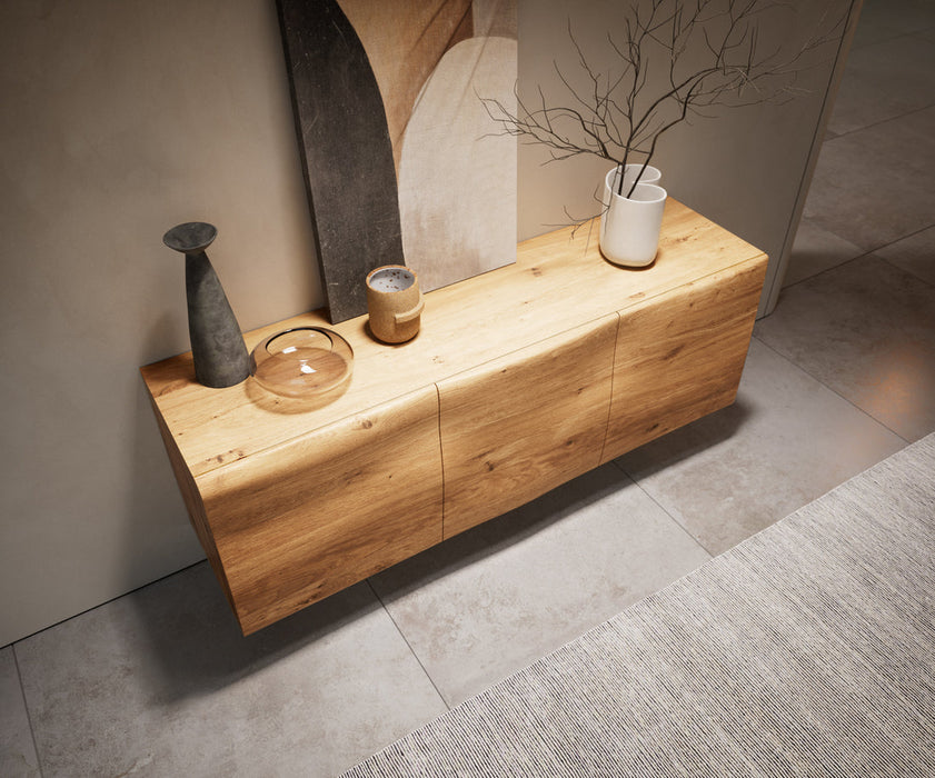 Floating Sideboard New Live-Edge 145cm 3 Doors Oak Wood Natural