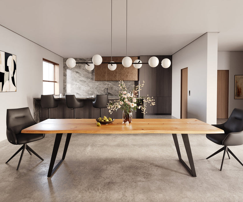 Dining Table Olympus Live-Edge 300x100cm Oak Wood Natural Slanted Frame Black