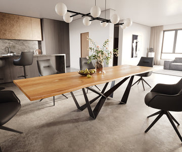 Dining Table Olympus Live-Edge 300x100cm Oak Wood Natural Spider Frame Black