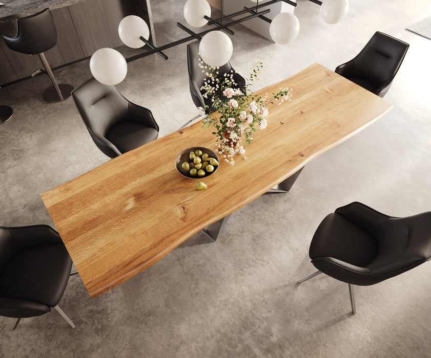 Dining Table Olympus Live-Edge 300x100cm Oak Wood Natural Spider Frame Steel