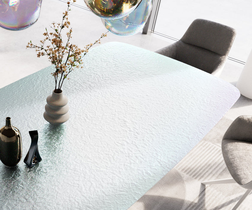 Dining Table Pearl 240x120cm Glass Four Pillars Frame White