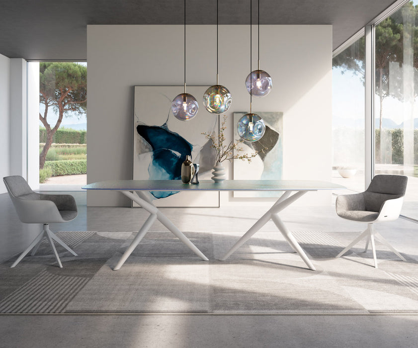 Dining Table Pearl 240x120cm Glass Stellar Frame White