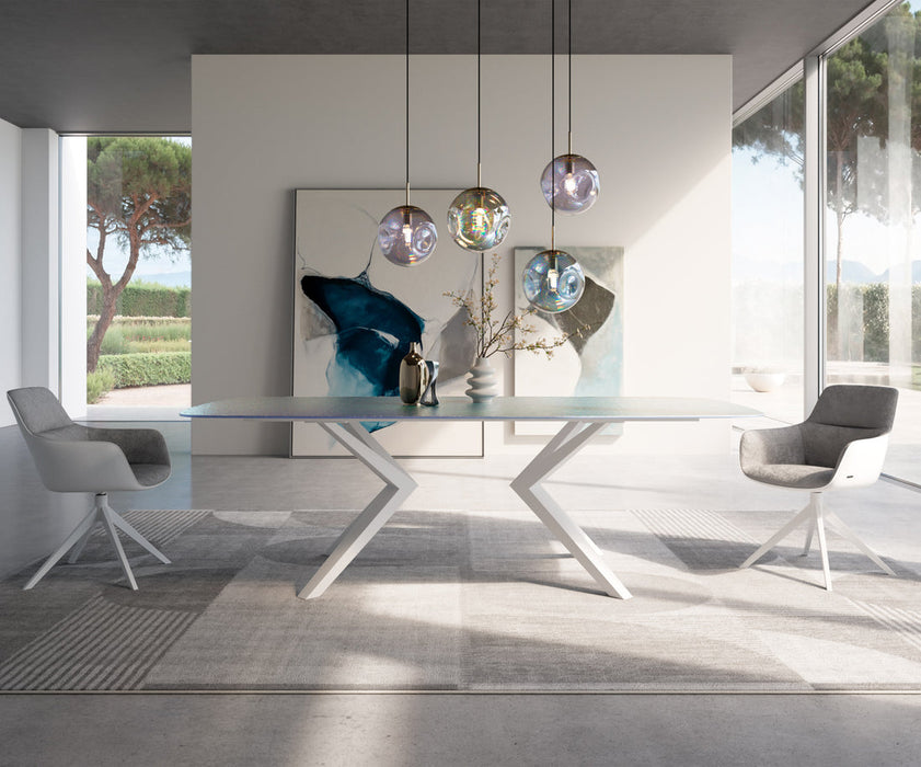 Dining Table Pearl 240x120cm Glass Zenthara Frame White