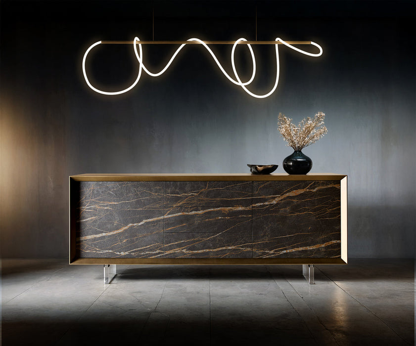Sideboard Yori 203cm 2 Doors 3 Drawers Gold Acryl Feet