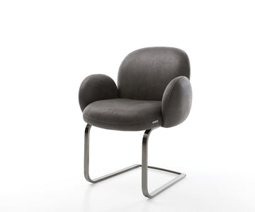 Dining Chair Nube Microfiber Anthracite Vintage Cantilever Flat Base Graphite Pocket Springs