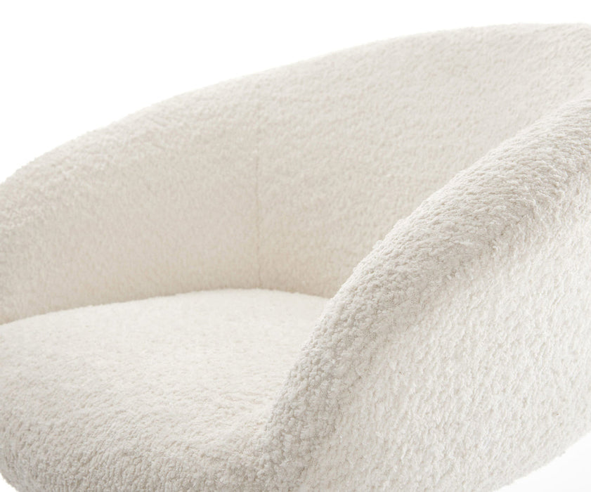 Dining Chair Vinka Bouclé White Cross Base 360° Swivel With Rocking Function Silver Pocket Springs