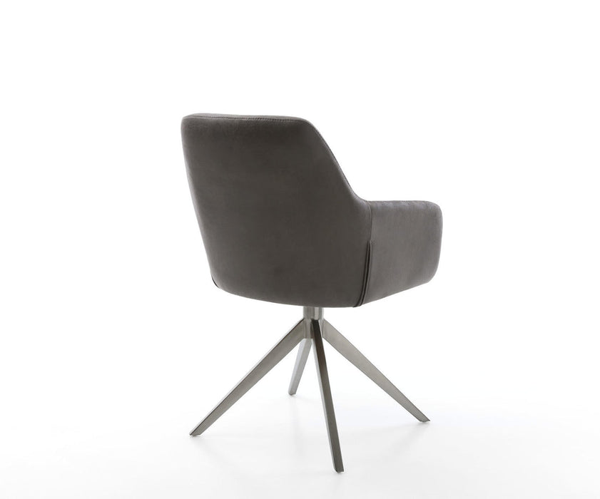 Dining Chair Pejo Microfiber Anthracite Vintage Cross Base 360° Swivel With Rocking Function Graphite Pocket Springs