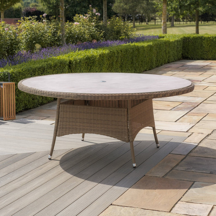 Winchester 8 Seat Round Rattan Dining Table - Ceramic Glass (Table Only)