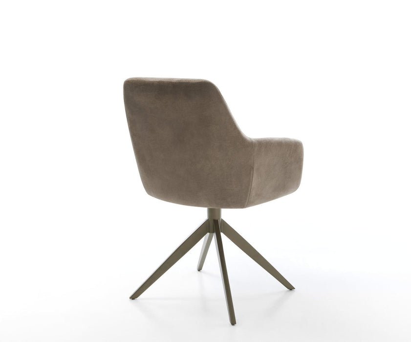 Dining Chair Pejo Microfiber Taupe Vintage Cross Base 360° Swivel Titanium Pocket Springs