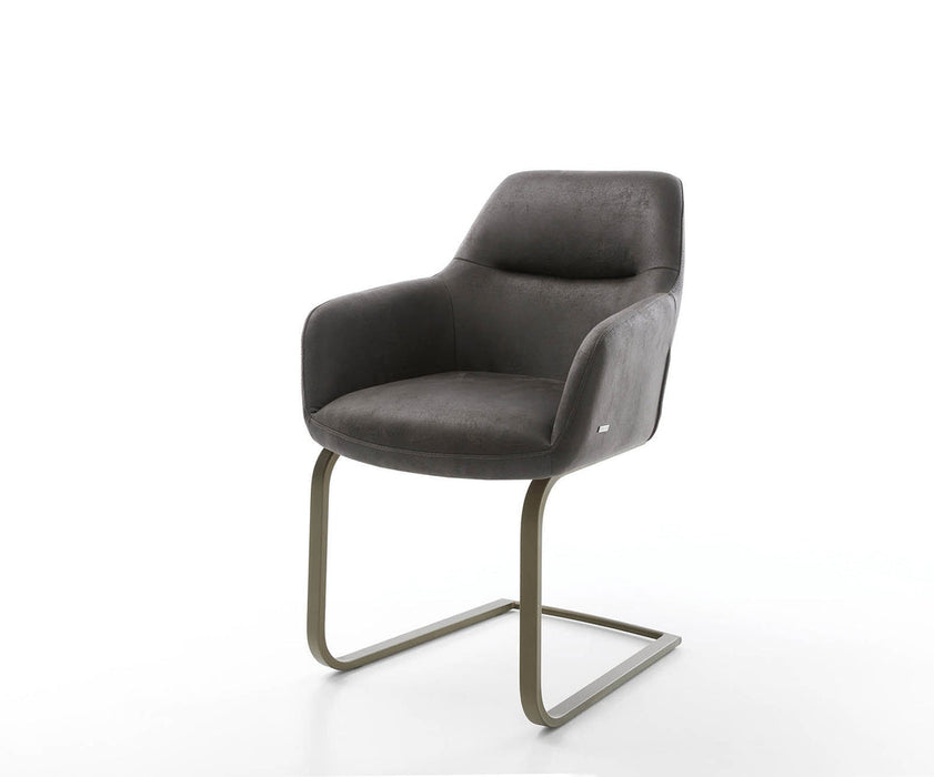Dining Chair Pejo Microfiber Anthracite Vintage Cantilever Flat Base Titanium Pocket Springs