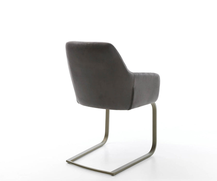 Dining Chair Pejo Microfiber Anthracite Vintage Cantilever Flat Base Titanium Pocket Springs