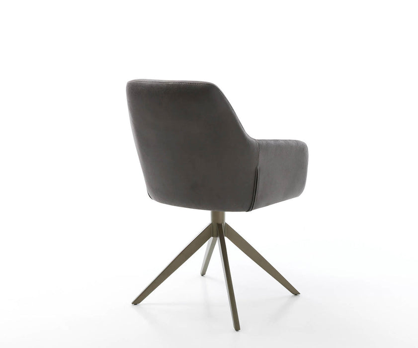 Dining Chair Pejo Microfiber Anthracite Vintage Cross Base 360° Swivel Titanium Pocket Springs