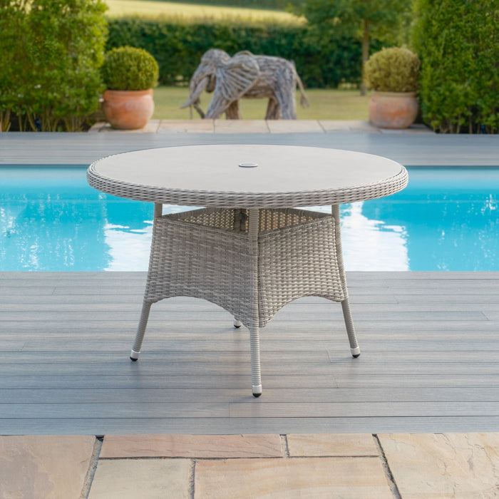 Oxford 4 Seat Round Rattan Dining Table - Ceramic Glass (Table Only)