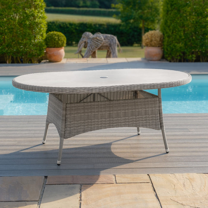 Oxford 6 Seat Oval Rattan Dining Table - Ceramic Glass (Table Only)
