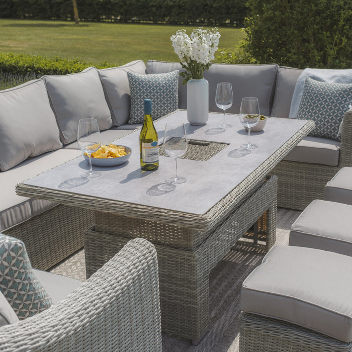 Oxford Rattan Rising Table with Ice Bucket - Ceramic Glass (Table Only)