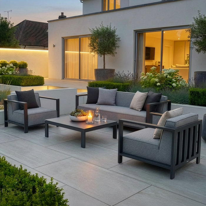Outdoor Fabric Ibiza 3 Seat Sofa Set With Square Coffee Table