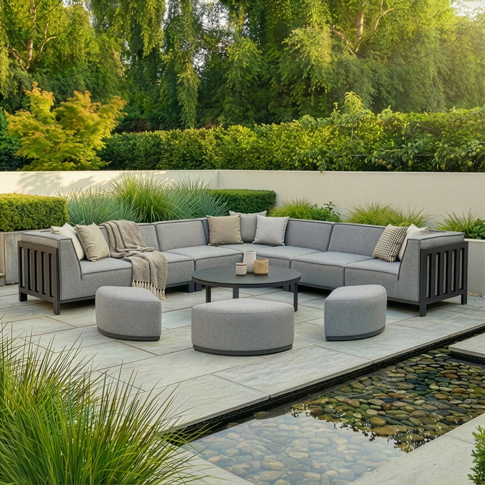 Outdoor Fabric Ibiza Large Corner Sofa Set With Round Coffee Table