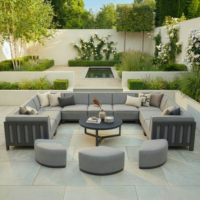 Outdoor Fabric Ibiza U Shape Sofa Set With Round Coffee Table