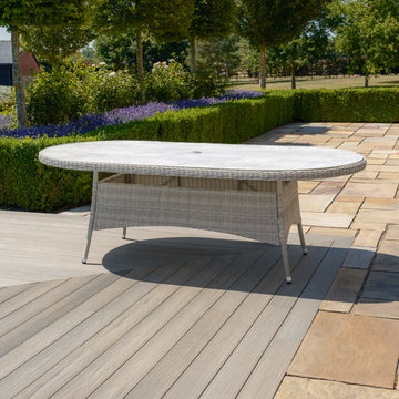 Oxford 8 Seat Oval Rattan Dining Table - Ceramic Glass (Table Only)